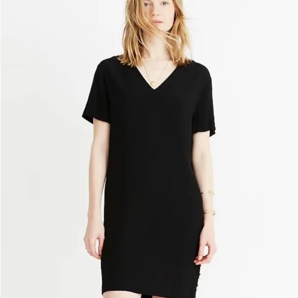 Madewell Side-Button Easy Dress in Black Size Large NWT New